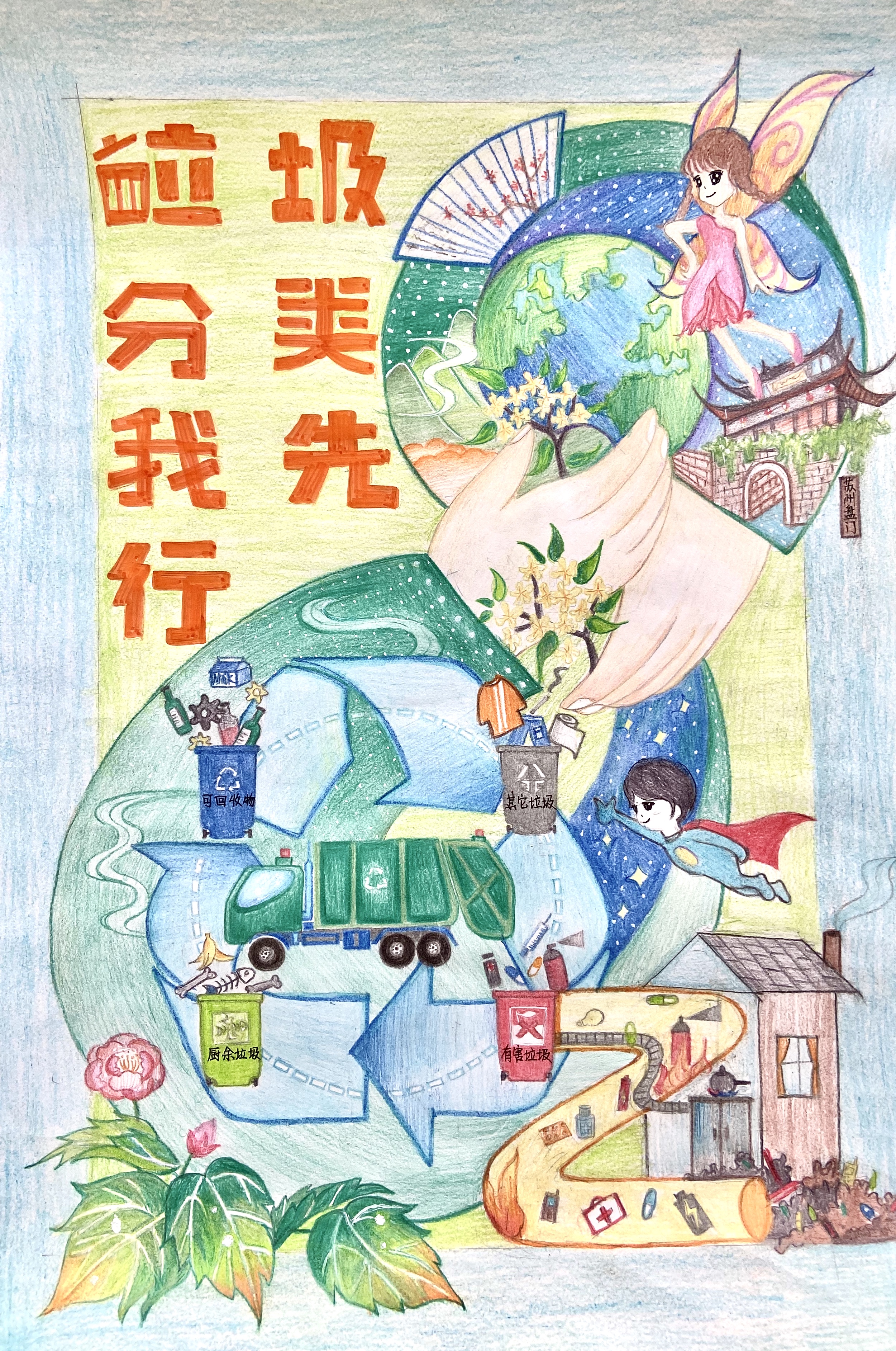 祝贺我校在苏州市"垃圾分类我先行"绘画比赛中